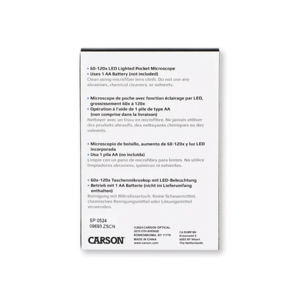 Microscopio de bolsillo Carson MM-300 | Serie MicroBrite® Plus 60x-120x con iluminación LED brillante y diseño portátil para proyectos STEM - Imagen 6