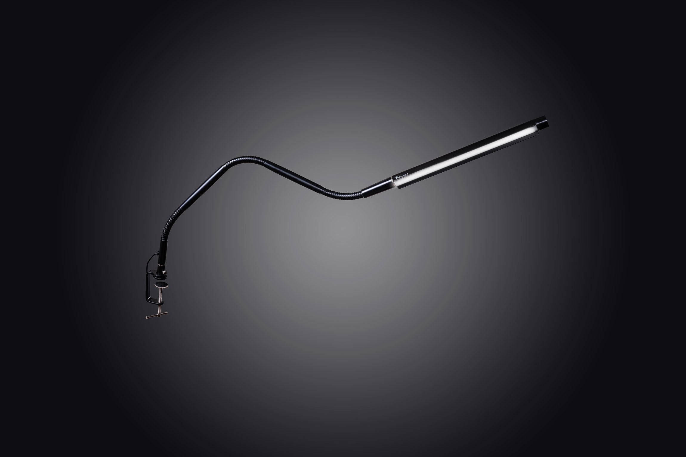 Lámpara profesional LED Daylight Electra en acabado negro satinado.